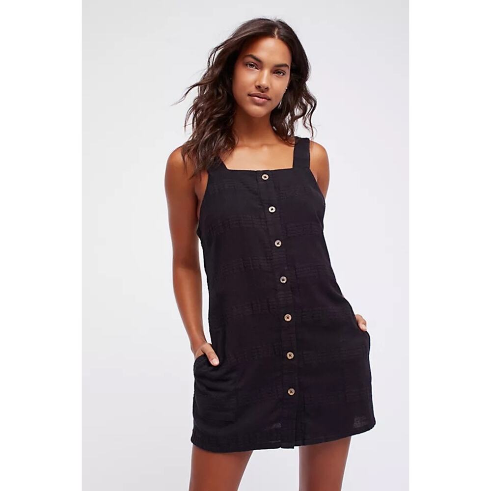 Free People Keep It Simple Mini Dress Linen Cotton Size XS